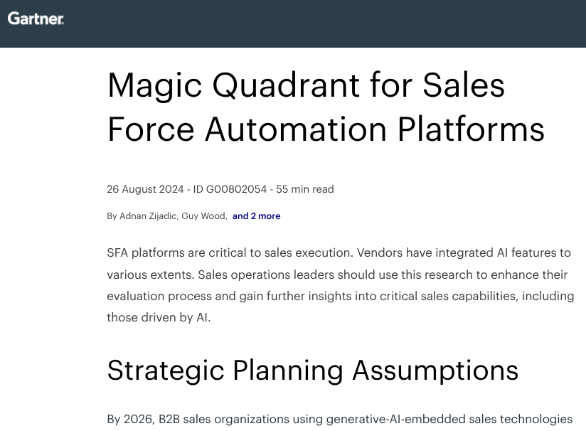 Finding the right CRM solution can make or break your sales strategy. The latest Gartner Magic Quadrant names Microsoft Dynamics 365 Sales a leader in sales force automation, highlighting its powerful features and adaptability across industries. Read the full report to see how your organization can leverage AI to drive sales efficiency. If you're ready to start your sales automation journey with Microsoft, contact ContentMX for a personalized consultation.
